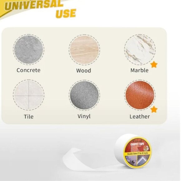 GBOC Double-Sided Carpet Tape 2" x 50 Yards Residue-Free Moisture-Resistant Ultr - Picture 5 of 9